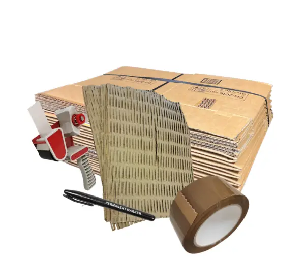 📦 Premium La solution clés en main pour un déménagement sans stress ! ✔️ 20 cartons (44x34x37 cm) ✔️ 1 rouleau adhésif ✔️ 1 dévidoir ✔️ 1 marqueur ✔️ Protection pour assurer la sécurité de tes objets fragiles